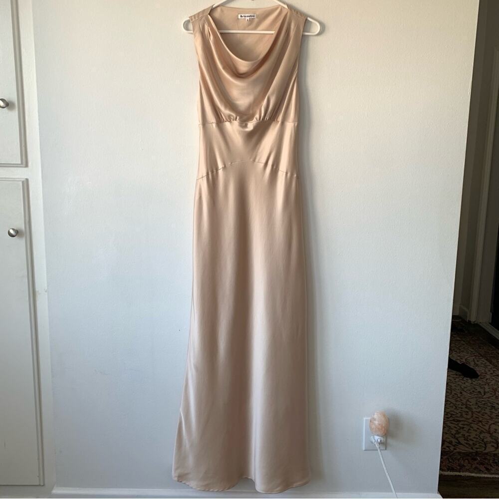Reformation Dessa Satin Cowl Neck Sleeveless Long Evening Maxi Dress Grand Cru